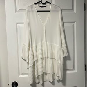 Zara (size L) white chiffon dress / long top